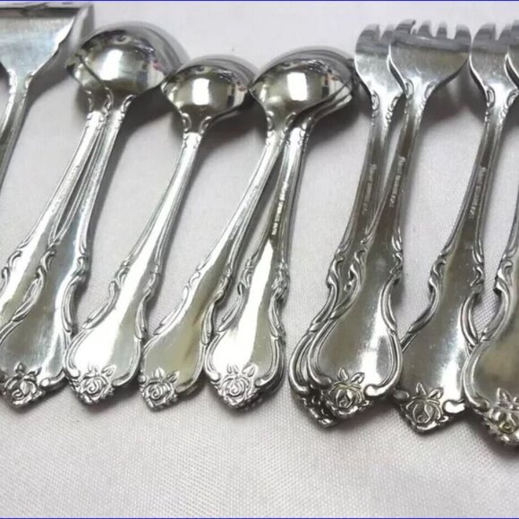 PRINCESS Stainless Flatware Set - Rose Pattern - Japan - 11+ 5pc PlaceSettings - Picture 13 of 16